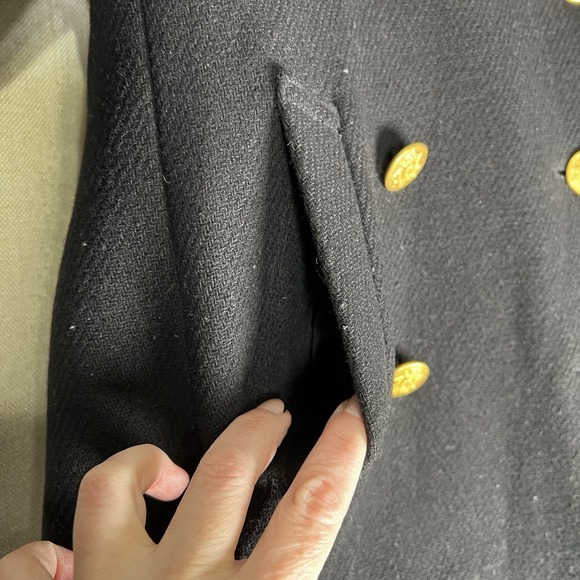 J Crew Nello Gori Peacoat Stadium Cloth Womens 0 Petite Wool Blend Black Jacket - Picture 5 of 10